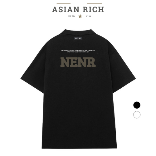 Asian Rich Premium Polo Collared T-Shirt Brown Ner Letter Tee