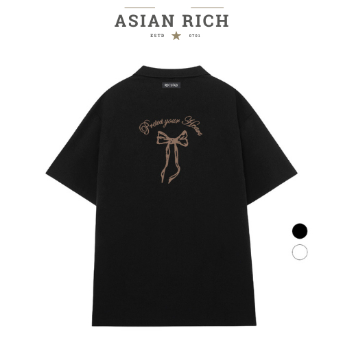 Asian Rich Premium Polo Collar Tee Brown Ribbon Bow