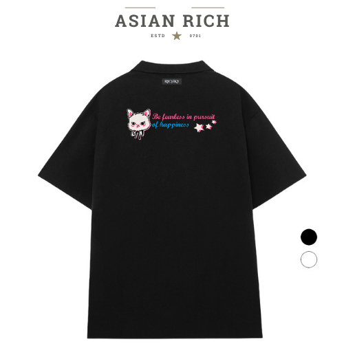 Polo Asian Rich Premium Tee Meow Happy Chase Pink Vibes