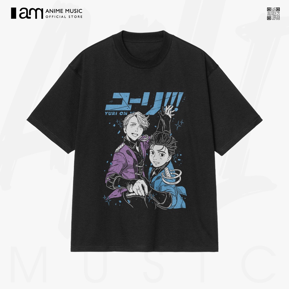 เสื้อยืดโอเวอร์ไซส์ Anime Yuri on Ice Art แขนสั้นผ้าฝ้าย 100%