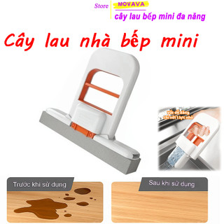 Cây lau bếp mini đa năng, bọt biển thấm hút, tự vắt khô dễ dùng, lau gương sạch - Movava