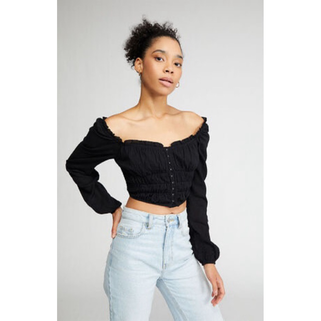 Kendall Kylie เสื้อเชิ้ตแขนยาวเข็มกลัด