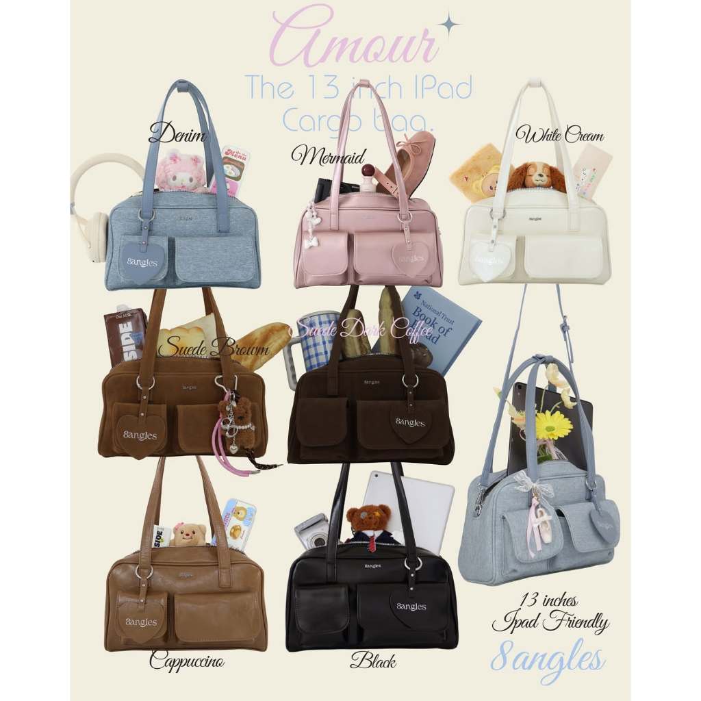 8angles Amour 13 นิ้วกระเป๋าสะพายกล่องพร้อมCrossbody StrapเหมาะกับIpadแท็บเล็ต