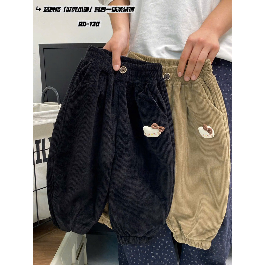 กางเกงผ้าฟลีซบุขนกํามะหยี่สําหรับเด็กผู้หญิง 16-20 90-130