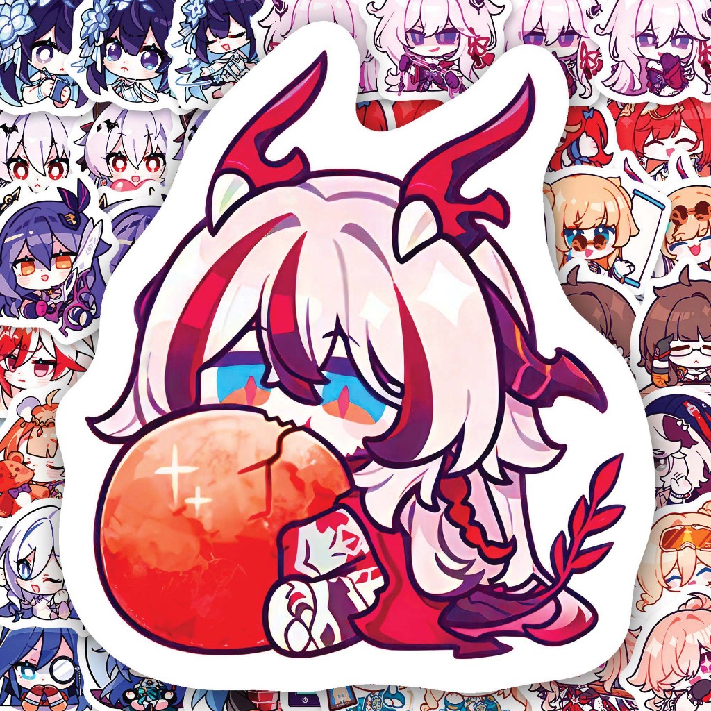 สติ๊กเกอร์กันน้ํา Honkai Impact 3 พิมพ์ Coralie, Behold, Kiana, Sushang, Sparkle, Hitasa, Sirin