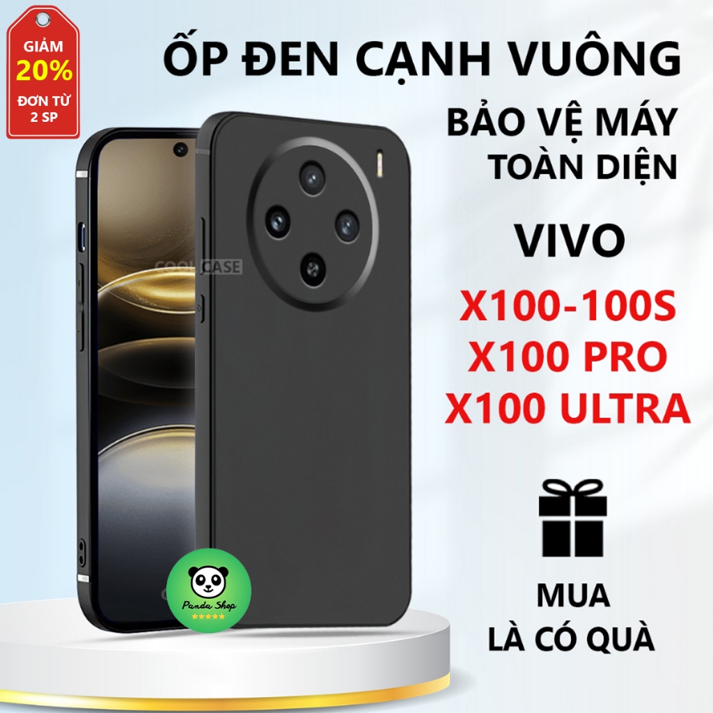 Vivo X100/ X100 Pro/ X100s/ X100 Ultra เคส TPU สีดํา ขอบสี่เหลี่ยม การป้องกันอุปกรณ์ที่ครอบคลุม - Pa