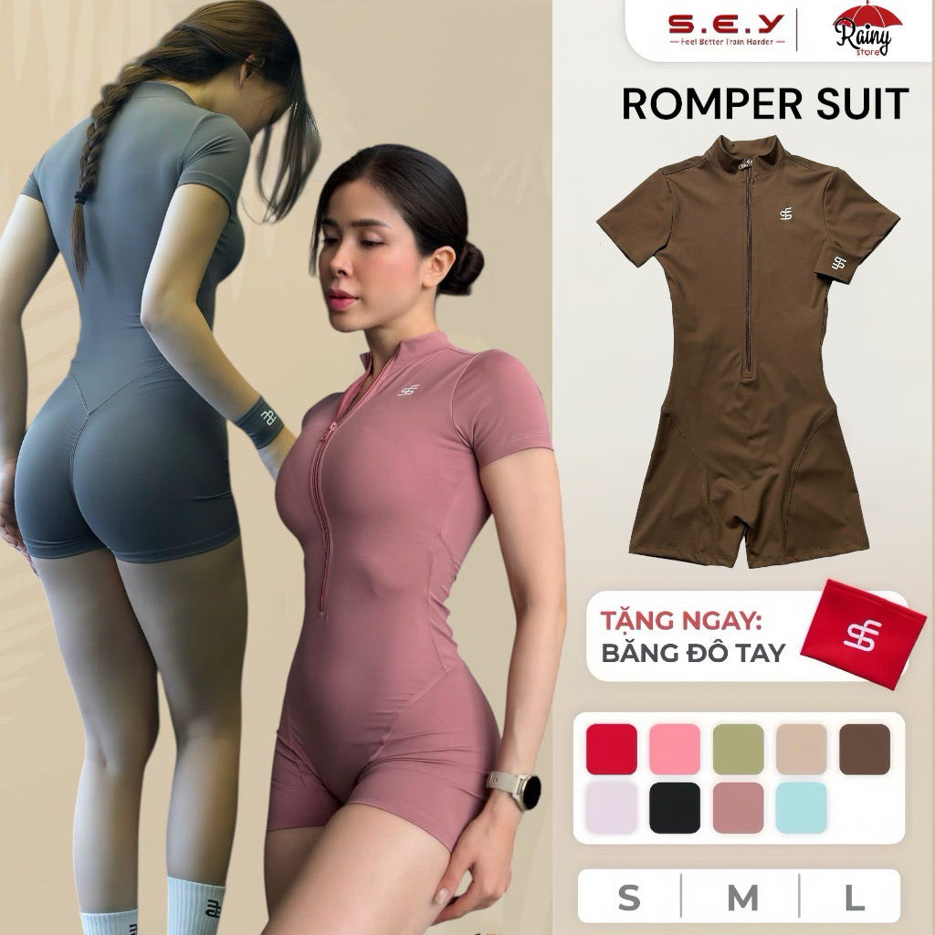 [ ของแท้ - S/M/L ] SEY ROMPER Jumpsuit Thigh Gym Jumpsuit, PICKLEBALL Ready Butt Chunking - Rainy Store
