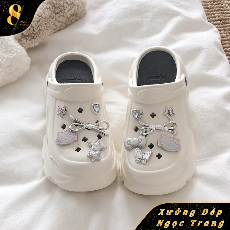 รองเท้าแตะ 5 ซม. SLIPPERS WITH CUTE BRIGHT STONE CHARM, YOUTHY Y2K STYLE