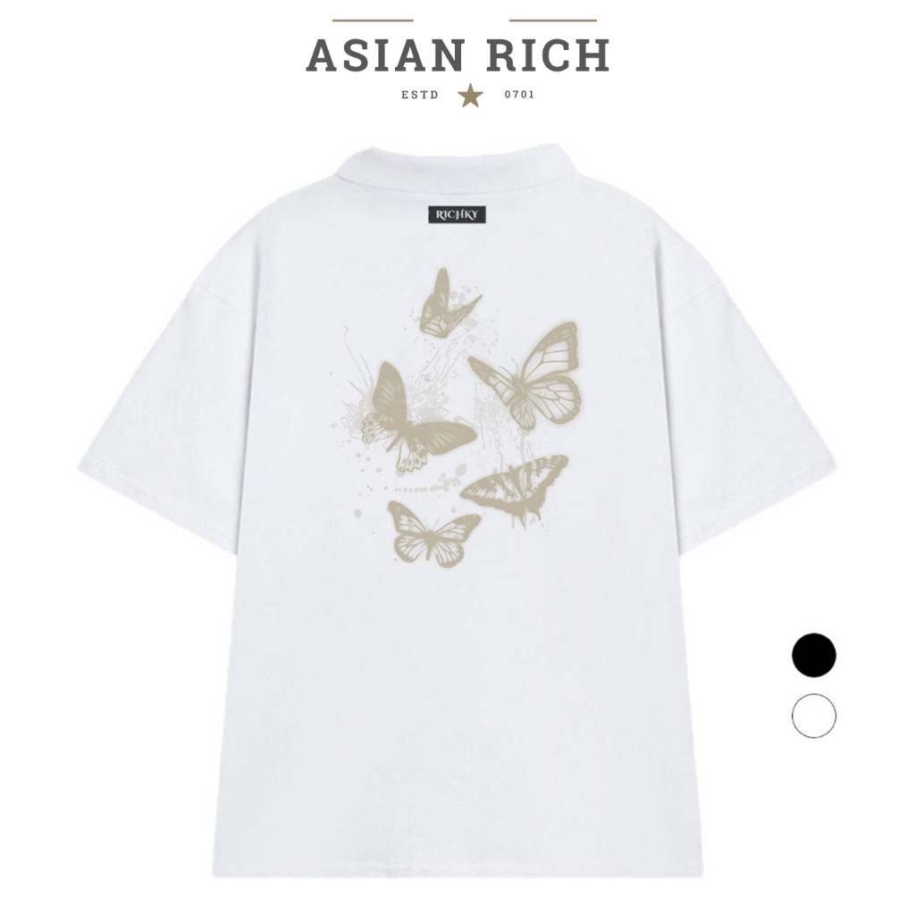 Asian Rich Premium Polo Collar Tee Butterfly Dreams Brown