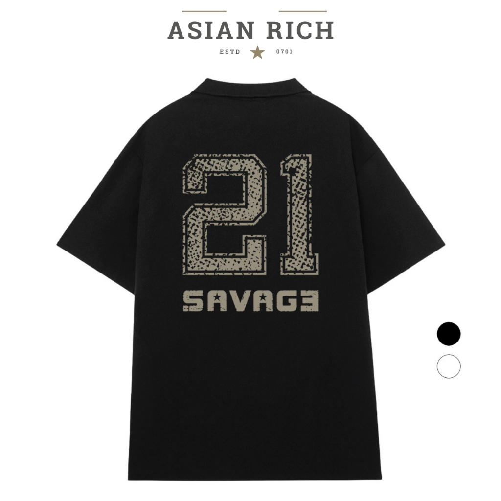 Asian Rich Premium Polo Collar Tee Savage 21 Graphic