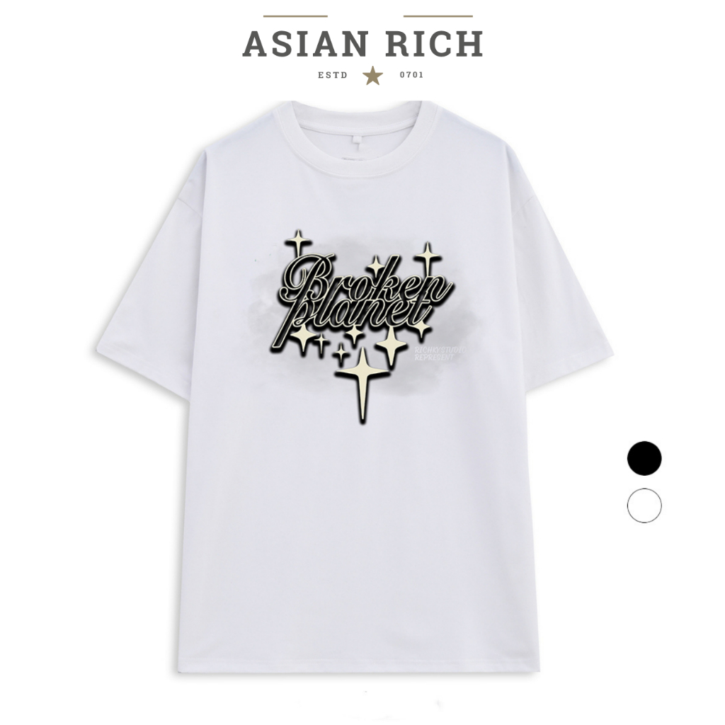 Asian Rich Premium Tee Broken Planet Starry Scrip Graphic