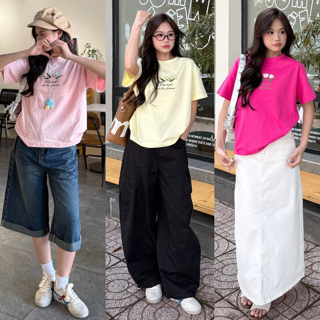 [TEARED STORE] เสื้อยืด - พิมพ์ลาย Botanical white