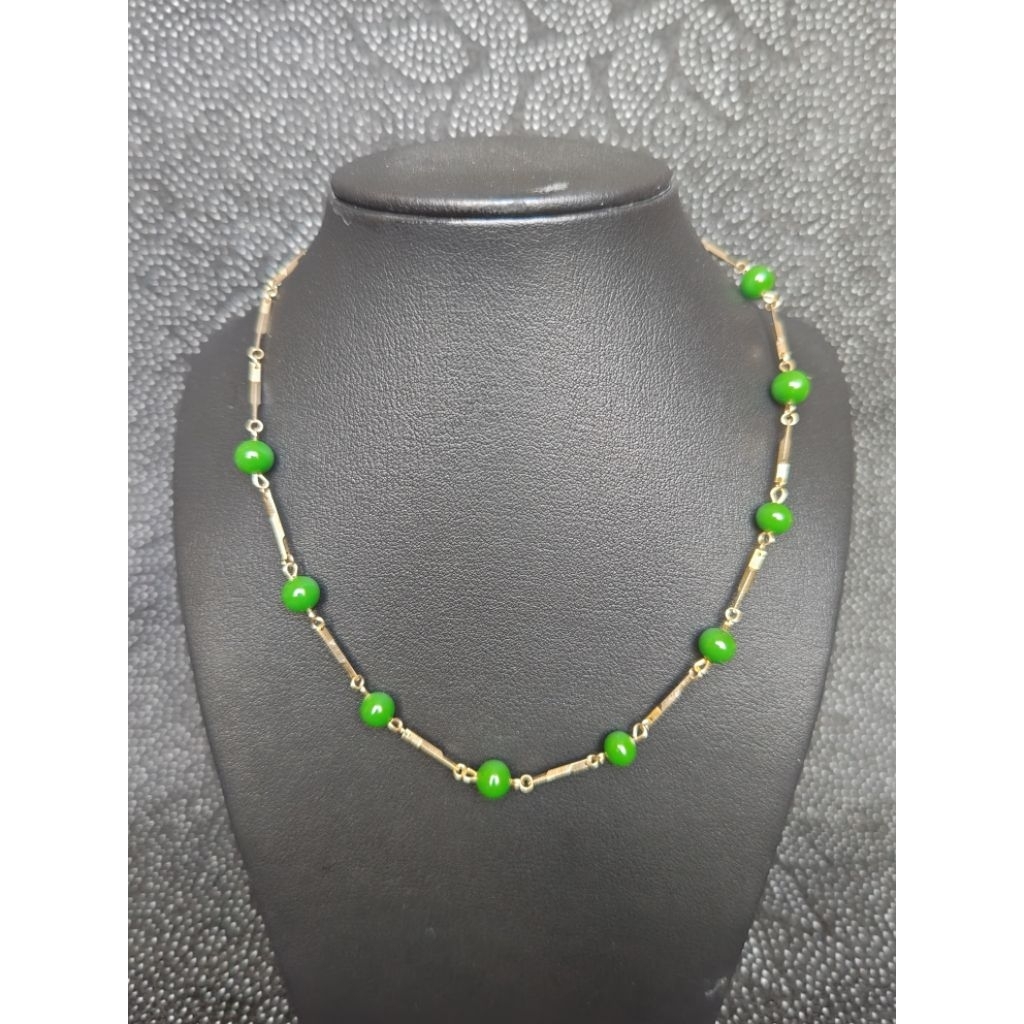 DM0030-สร้อยคอ SI ญี่ปุ่น – สง่างามสีเหลือง PEARL GREEN BEADS