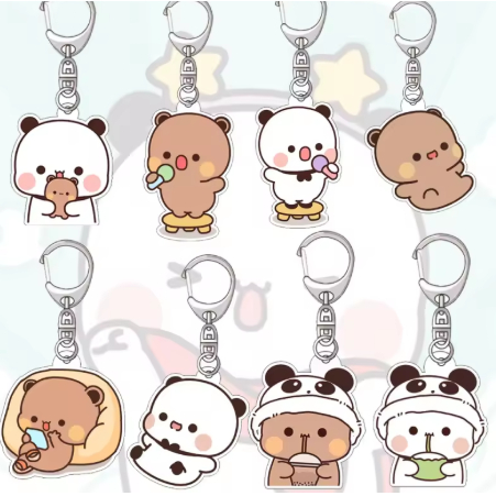 พวงกุญแจ Bubu Dudu Rose Love – หมีคู่และแพนด้าแห่งความรัก