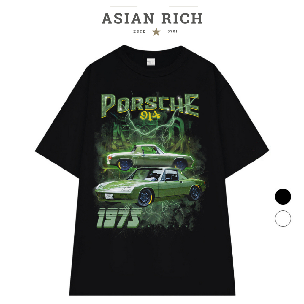 Asian Rich Premium Tee Porsche 914 1973 Retro Vintage สีเขียว