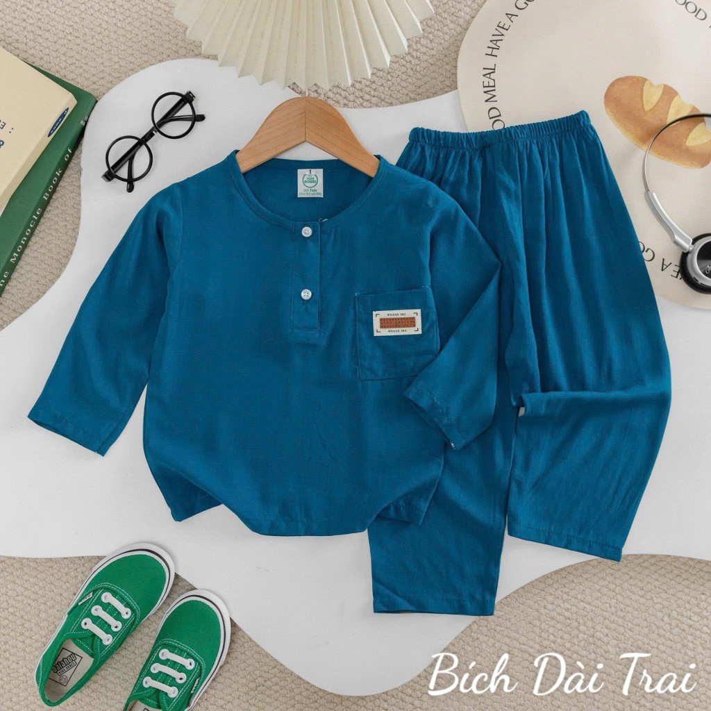 แขนยาวและกางเกงขายาวเด็กผู้ชาย-ผ้าลินินยาวเด็กผู้ชาย-ชุดเสื้อผ้าโทล พิมพ์1นุ่มลื่นเย็นขนาด8-40กิโลกรัม7-8ปีชุดนอน