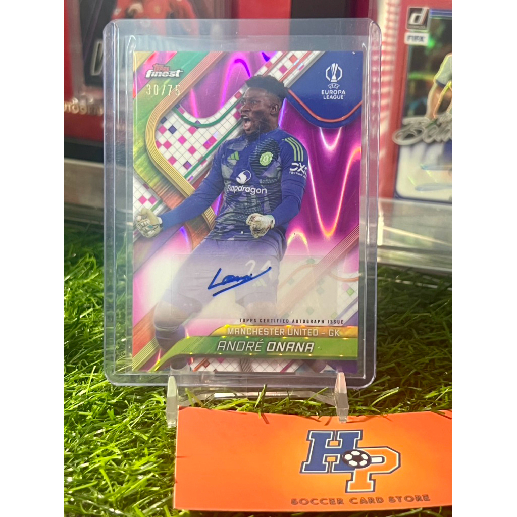 Andre Onana ลายเซ็นการ์ดฟุตบอล /75 Topps Finest UCL 2024/25