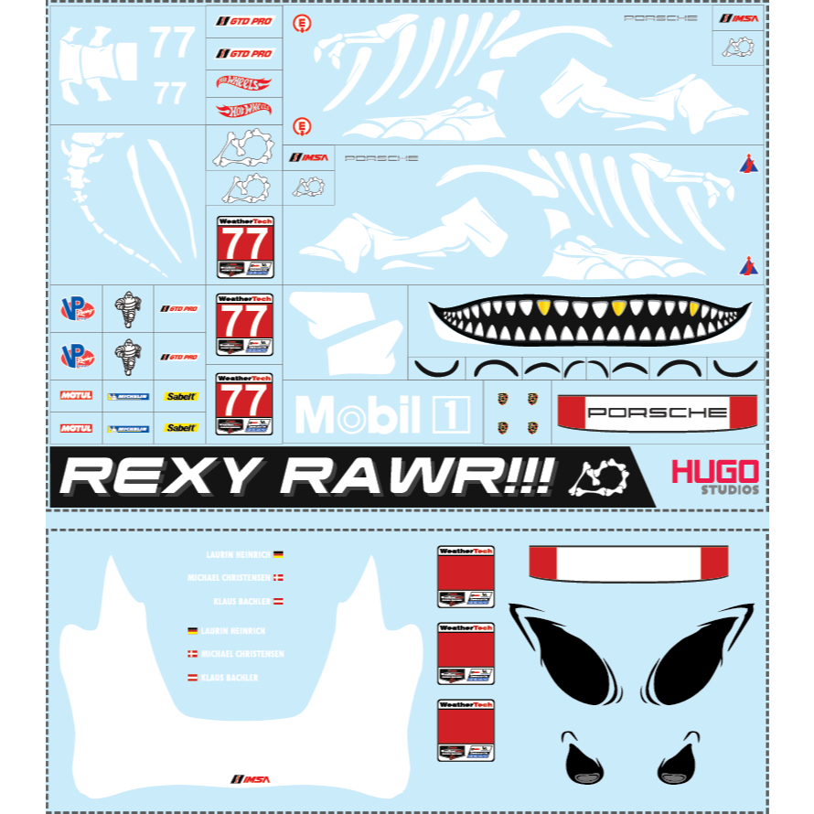 Hugo Studios 1/64 สเกล Porsche REXY SKELETON รูปลอกสไลด์น้ํา ยังไม่ใส