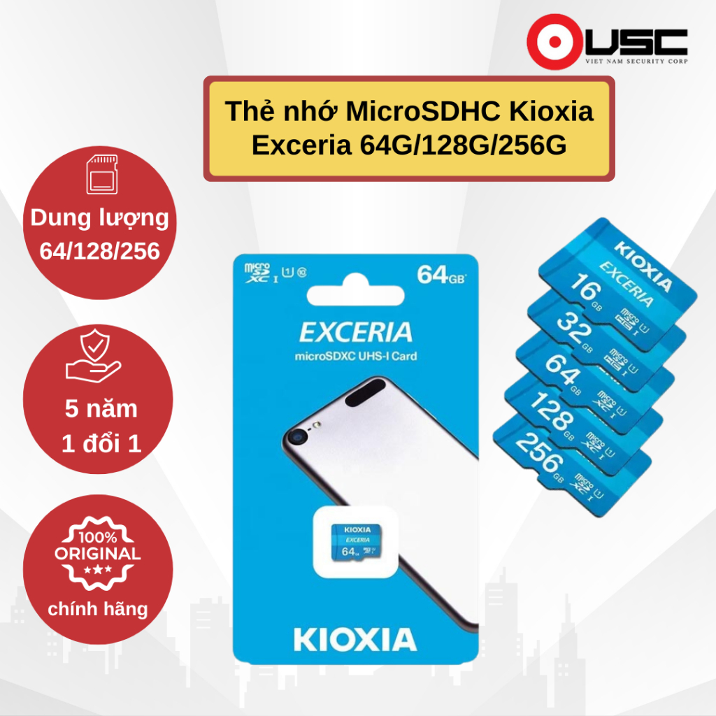 Kioxia 256GB/128GB/64GB การ์ดหน่วยความจํา 5 ปีมีตัวเลือกการ์ดหน่วยความจําอื่นๆ
