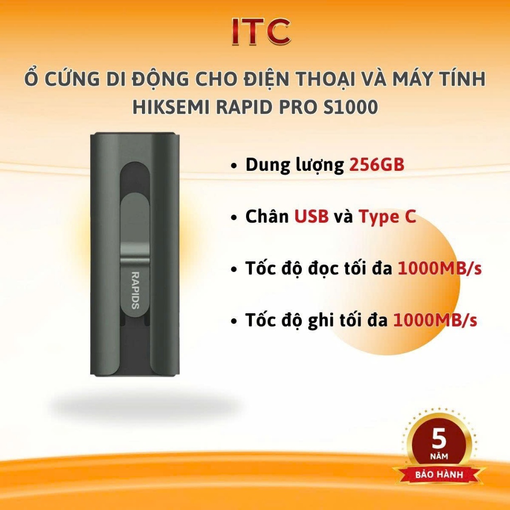 Hiksem S1000 S450 T300S Portable SSD 256GB/512GB/1T/2T-1000MB/s. ของแท้ 5 ปี