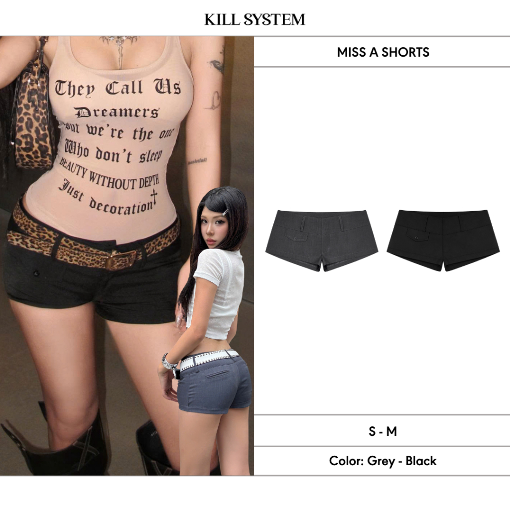 MISS กางเกงขาสั้นแนวราบสุด - KILL SYSTEM