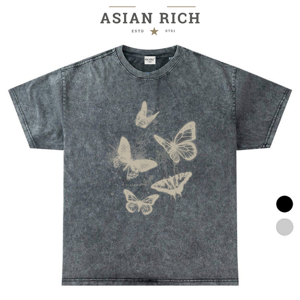 Wash Asian Rich Premium Tee Butterfly Dreams Brown