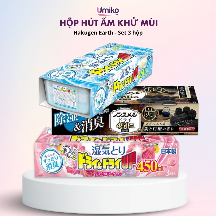Hakugen Earth กล่องดูดความชื้นกลิ่นหอมในประเทศญี่ปุ่น ชุดสําหรับตู้รองเท้า เสื้อผ้า ห้อง 450ml - Umi