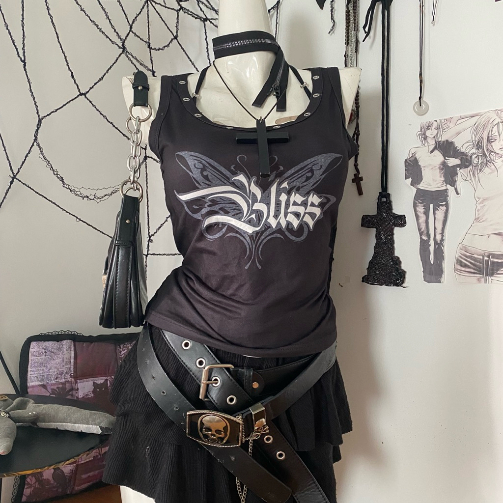 (2hand) เสื้อกล้าม celtic หลากหลายสไตล์ y2k punk rock grunge gothic