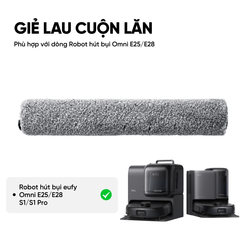 ไม้ถูพื้นลูกกลิ้งสําหรับเครื่องดูดฝุ่นหุ่นยนต์ eufy E25/E28/S1 Pro - อุปกรณ์เสริมของแท้