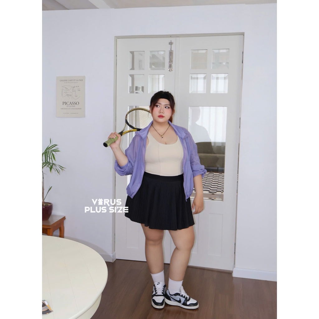 [Virusplussize] กระโปรงจีบ 0ld N.avy bigsize ของแท้