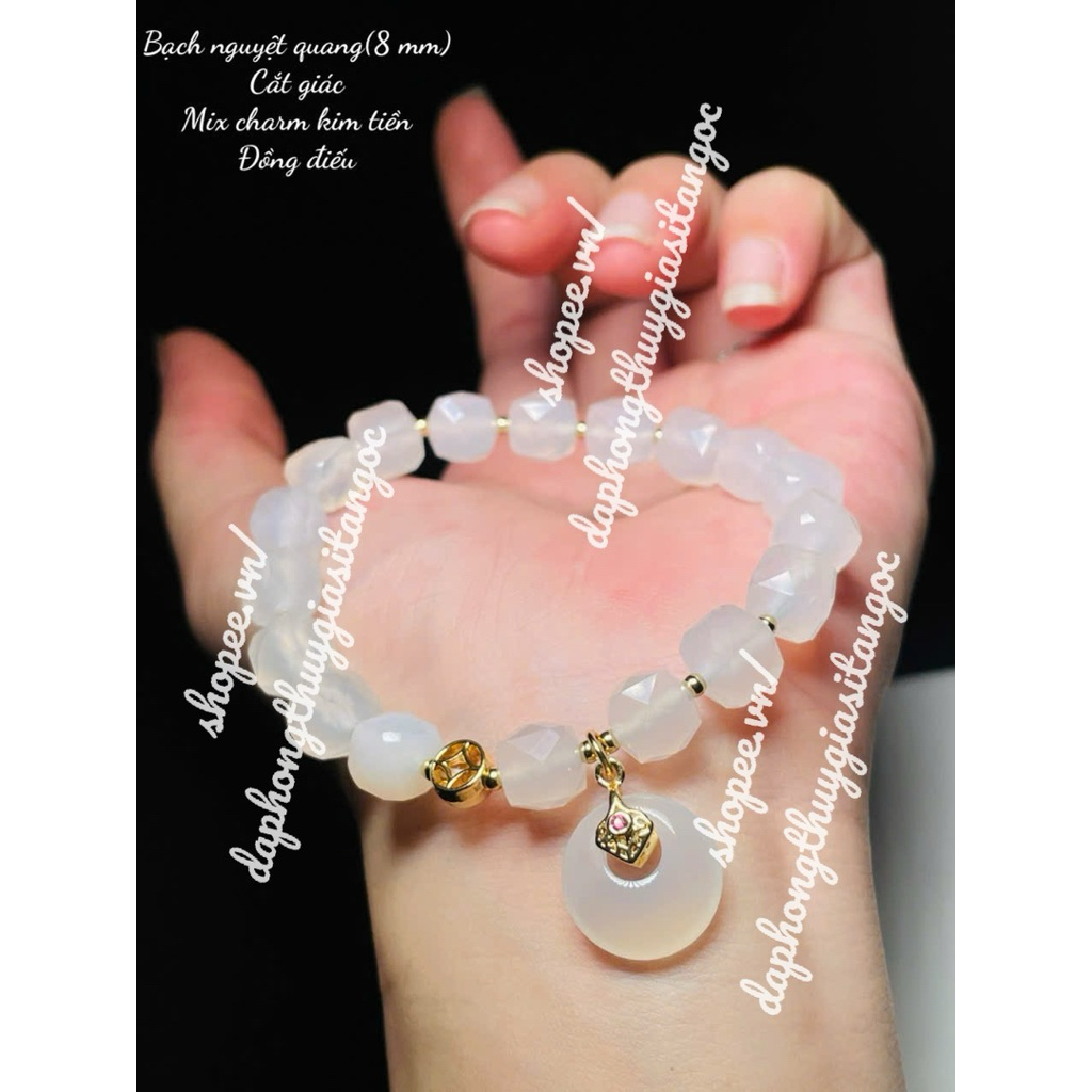 สร้อยข้อมือและกําไล Da Ma Nao Nguyet Quang 7A ตัด Giac Mix Charm Fortune ขนาด 8 มม. Svip Inspected G
