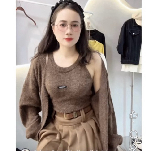 เสื้อคลุมไหมพรม 2 ชิ้น เซตสามรู QC SE2278-B2T3 - NhiNhi Shop