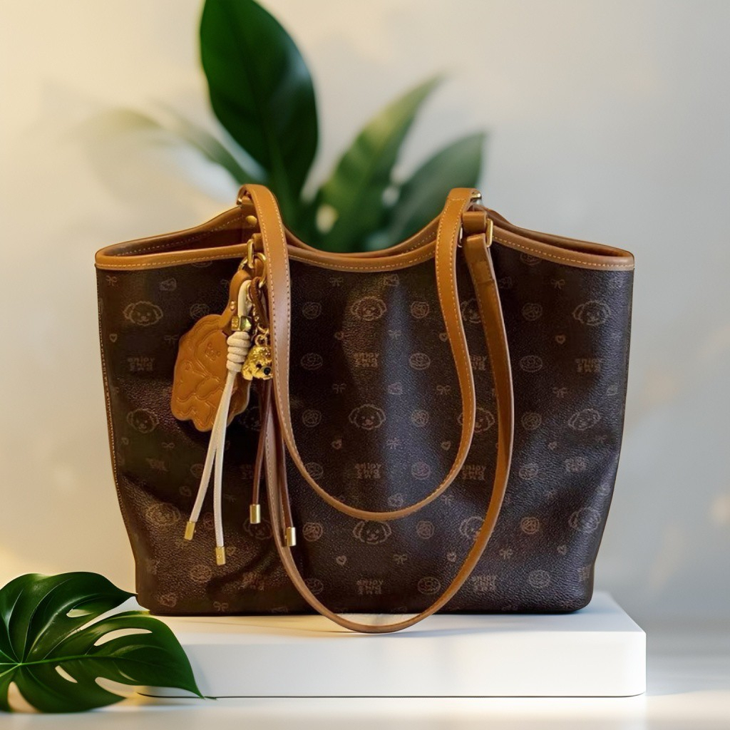 BEAR PATTERN OFFICE HANDBAG WITH LUXURY CHARM HOOK W682