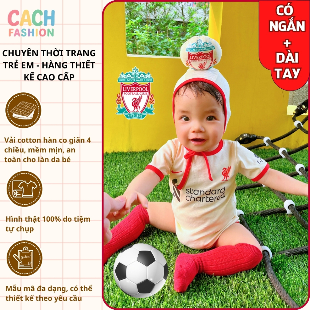 บอดี้สูทพร้อมหมวก Liverpool Club สําหรับเด็กทารก 0-24 เดือน PRINTED NAME & NUMBER ON REQUEST ชุดกีฬาสําหรับเด็กทารก