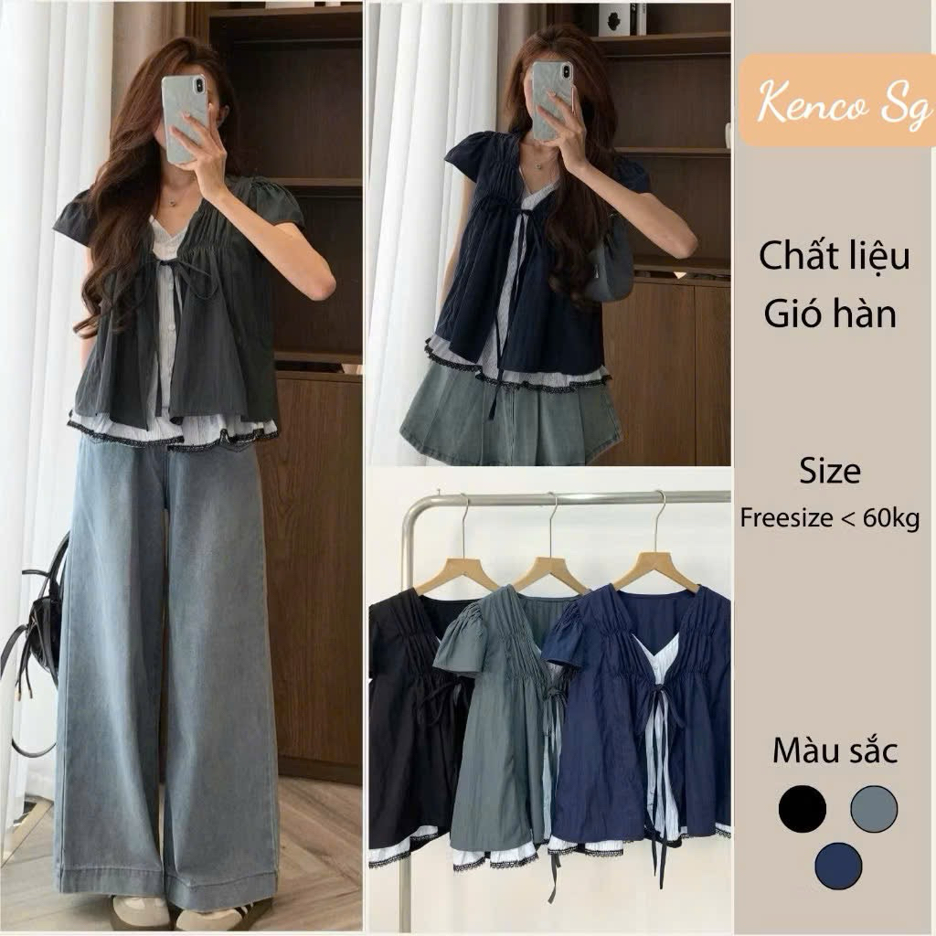 Babydoll เสื้อคอวีผสมลูกไม้ Trim A3066 Susstore Kenco แฟชั่นผู้หญิง M4066