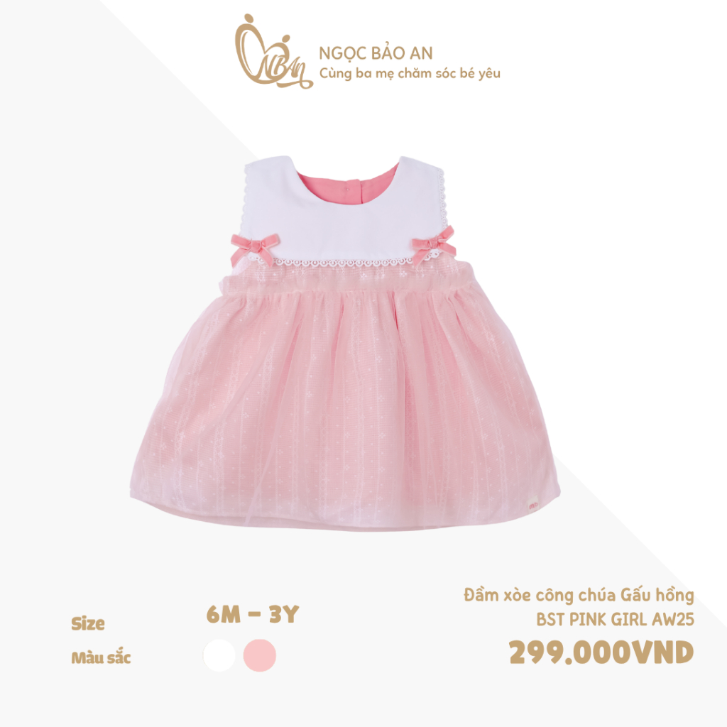 M&B (6Y-3Y) ชุดเดรสตูตูเจ้าหญิงหมีน่ารักสีชมพูทําจากผ้าฝ้ายแฟชั่นนุ่มสําหรับเด็กผู้หญิง 7kg4 - 15kg 