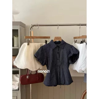 เคนโก้ เสื้อลายสก๊อตเข้าชุดง่ายแขนพองและเอวแฟชั่นผู้หญิง ม9579