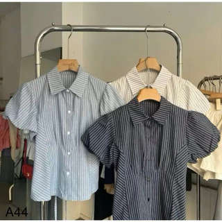 เคนโก้ เสื้อลายสก๊อตเข้าชุดง่ายแขนพองและเอวแฟชั่นผู้หญิง ม9579