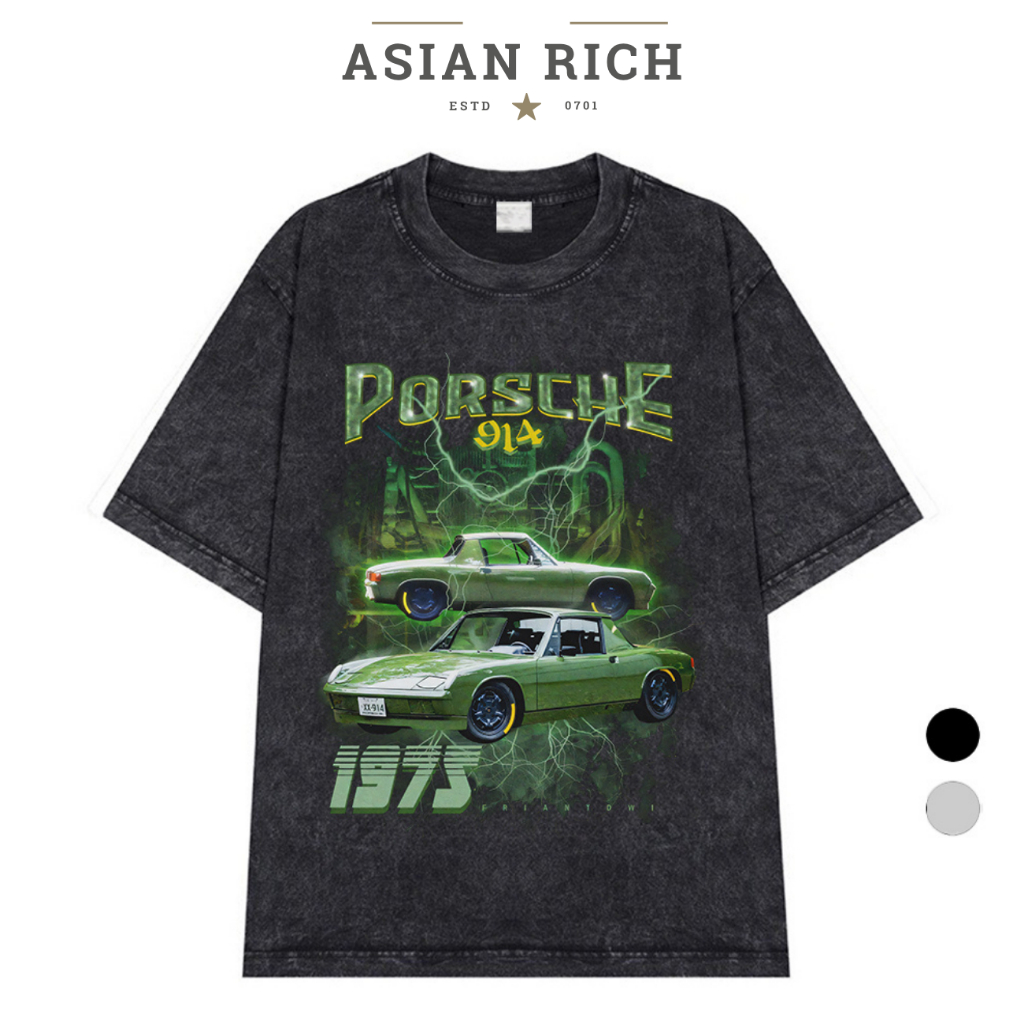 Wash Asian Rich Premium Tee Porsche 914 1973 Retro Vintage สีเขียว