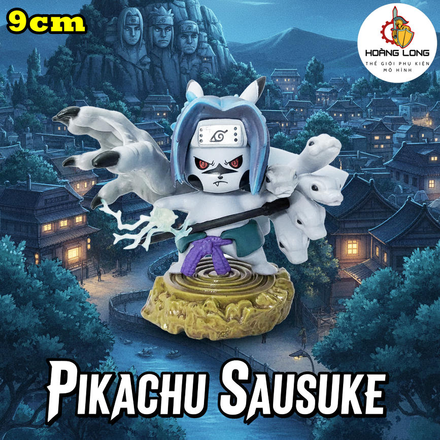 Pikachu Cosplay Sasuke รุ่น 9 ซม. รูปนารูโตะสําหรับตกแต่ง PC โต๊ะทํางาน (Hang Long accessories)