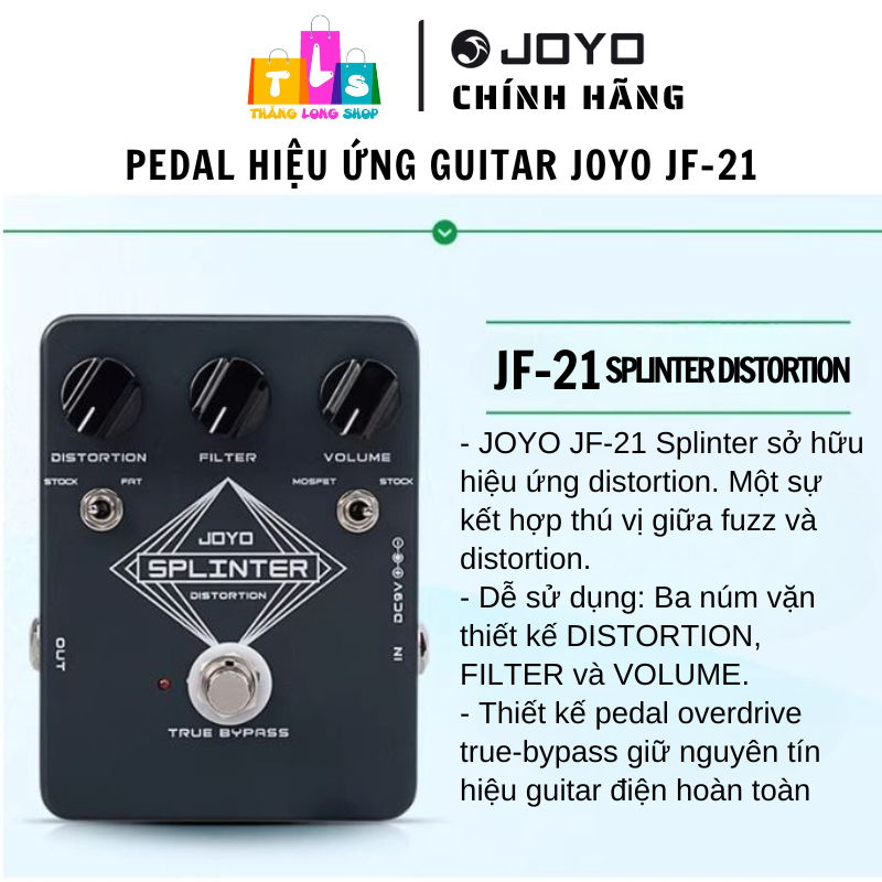 JOYO JF-21 SPLINTER - แป้นเหยียบเอฟเฟกต์กีตาร์ไฟฟ้า Fuzz ที่อบอุ่นและไดนามิก
