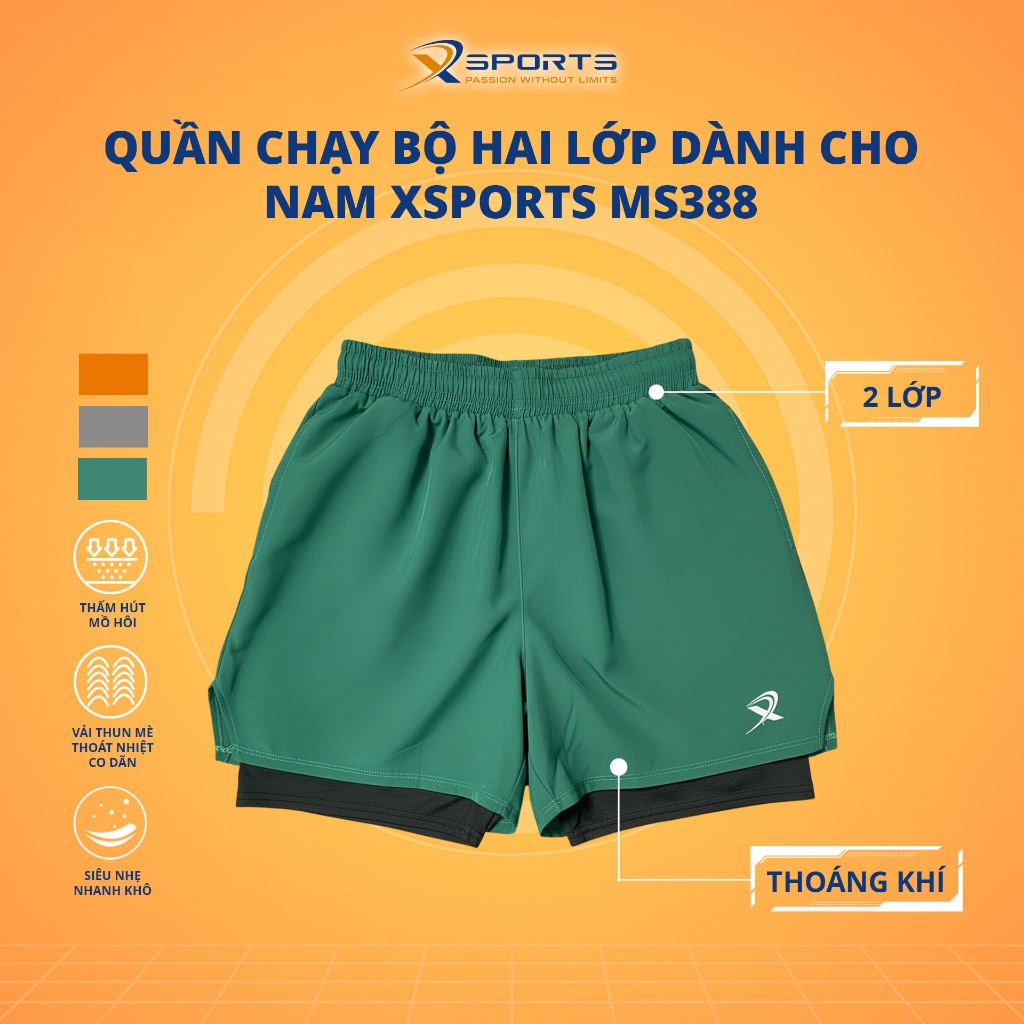 XSPORT กางเกงวิ่งออกกําลังกาย 2 ชั้นสําหรับผู้ชายคุณภาพสูงระบายอากาศ นางสาว388