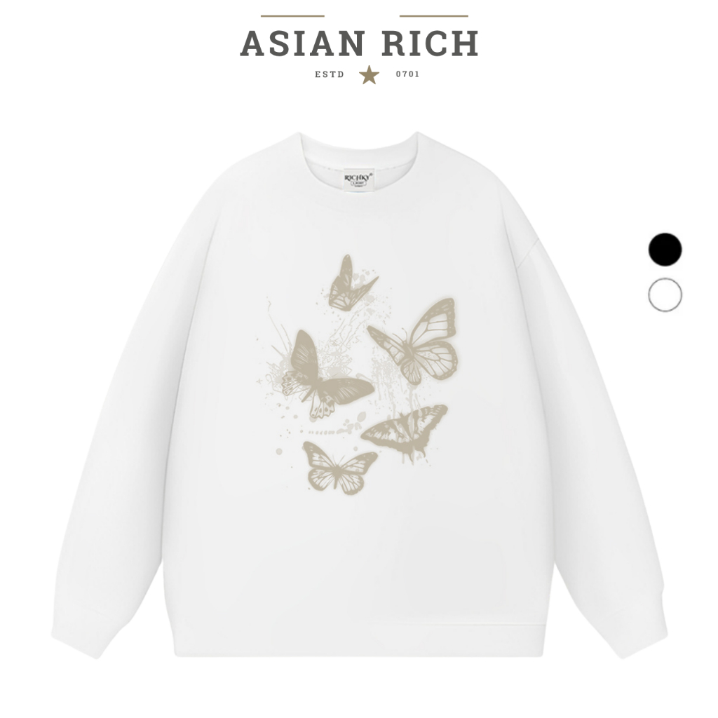 Asian Rich Premium Sweater Tee Butterfly Dreams Brown