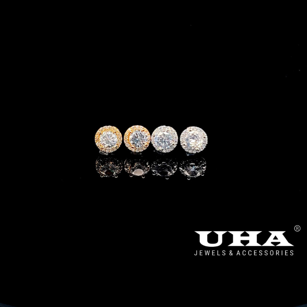 B1667 ต่างหูดอกตูม 9 มม. พร้อมหิน cz ประกายคุณภาพสูง UHA