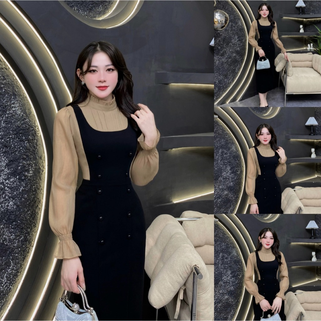 2G54 - Evii Designer Dress สําหรับผู้หญิง ดีไซน์คอระบายด้วยผ้าไหมย่น ทรงลงดินสอ เหมาะกับใส่ทํางานหรื