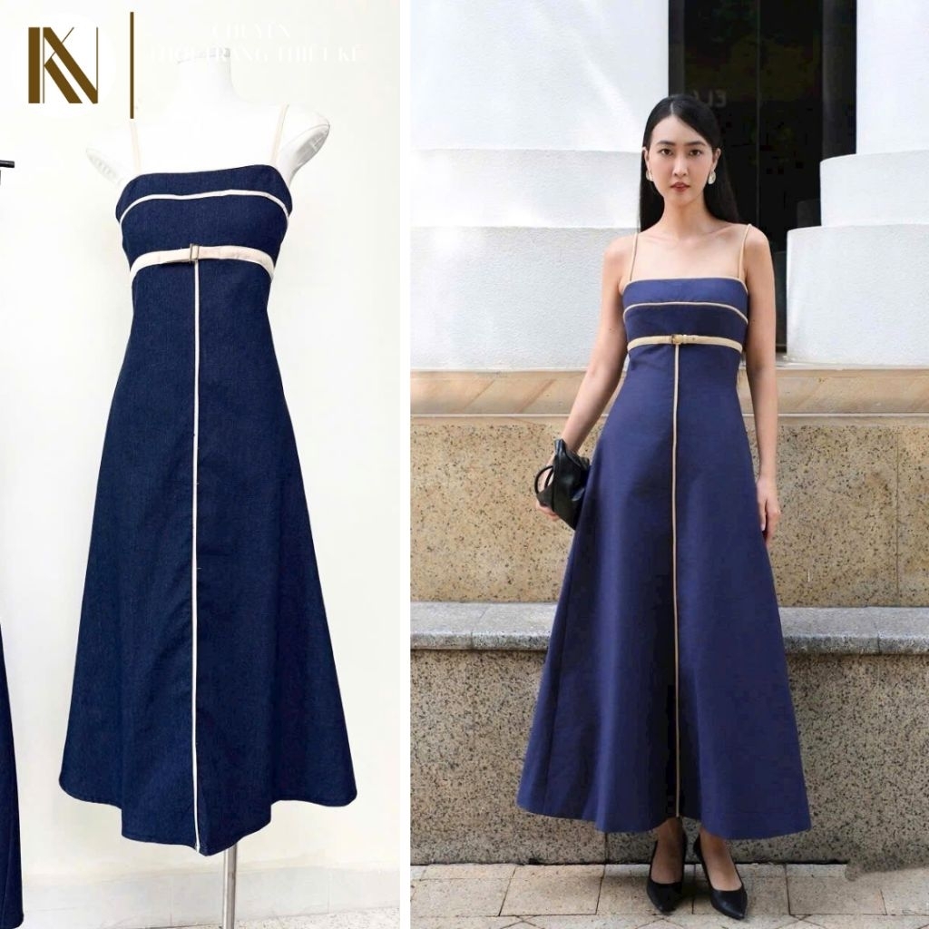 N59 _ NUDE Ruffled JEAN DRESS