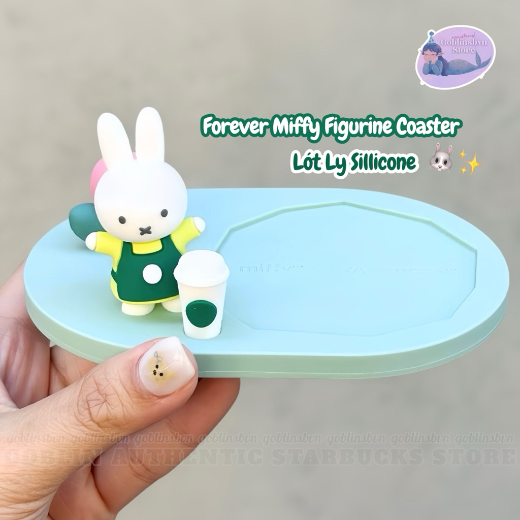 [แท้] STARBUCKS + MIFFY 70TH SILLICONE FOREVER MIFFY FIGURINE COASTER (ไม่รวมถ้วย)