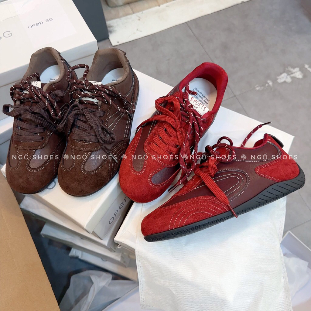 รองเท้าผ้าใบหนังกลับ qc fullbox ของแท้ มีเชือกผูก