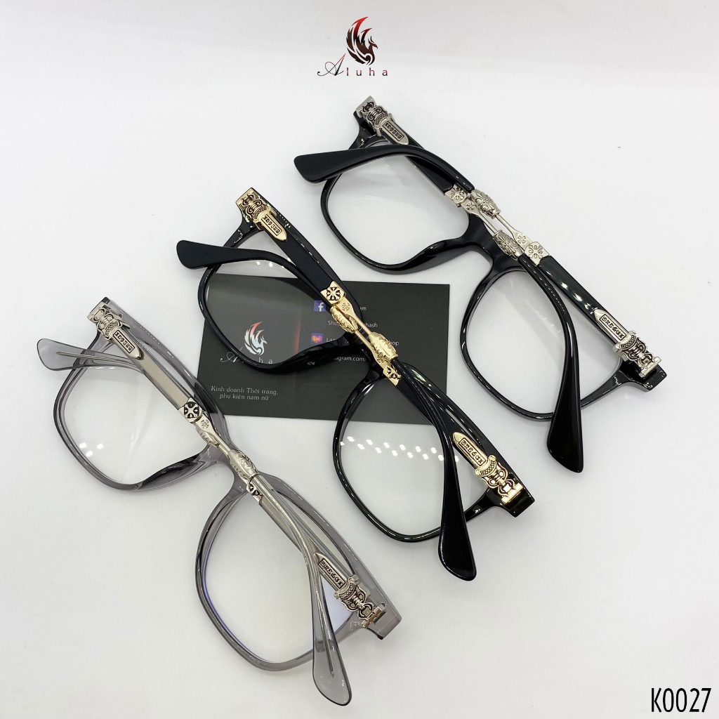 กรอบแว่นตาพลาสติก TR90 สําหรับผู้ชายและผู้หญิง คอนแทคเลนส์ทรงสี่เหลี่ยมลายโกธิคไม่ซ้ําใคร - K0027C -