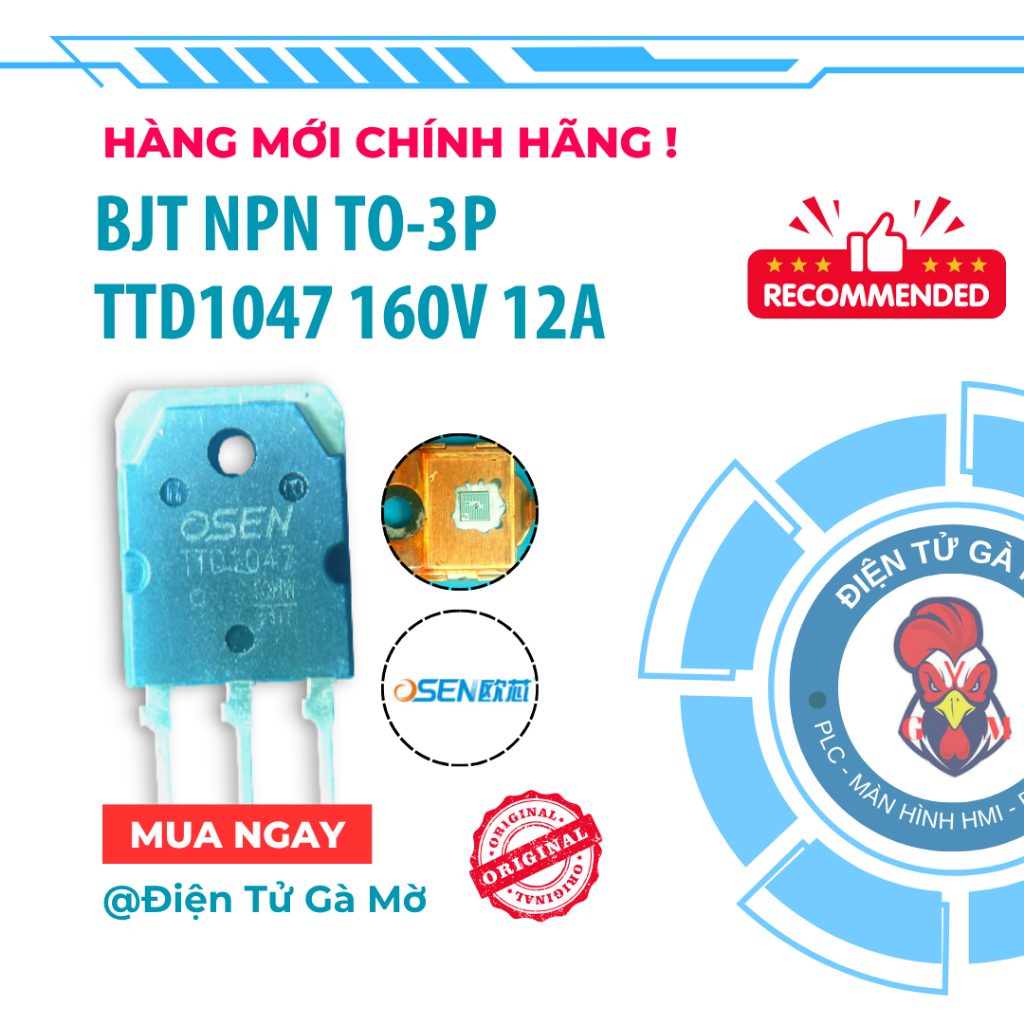 [1 CON] ทรานซิสเตอร์พลังงาน NPN BJT, TTD1047 D1047 160V 12A TO-3P, OSEN ของแท้ใหม่เอี่ยม